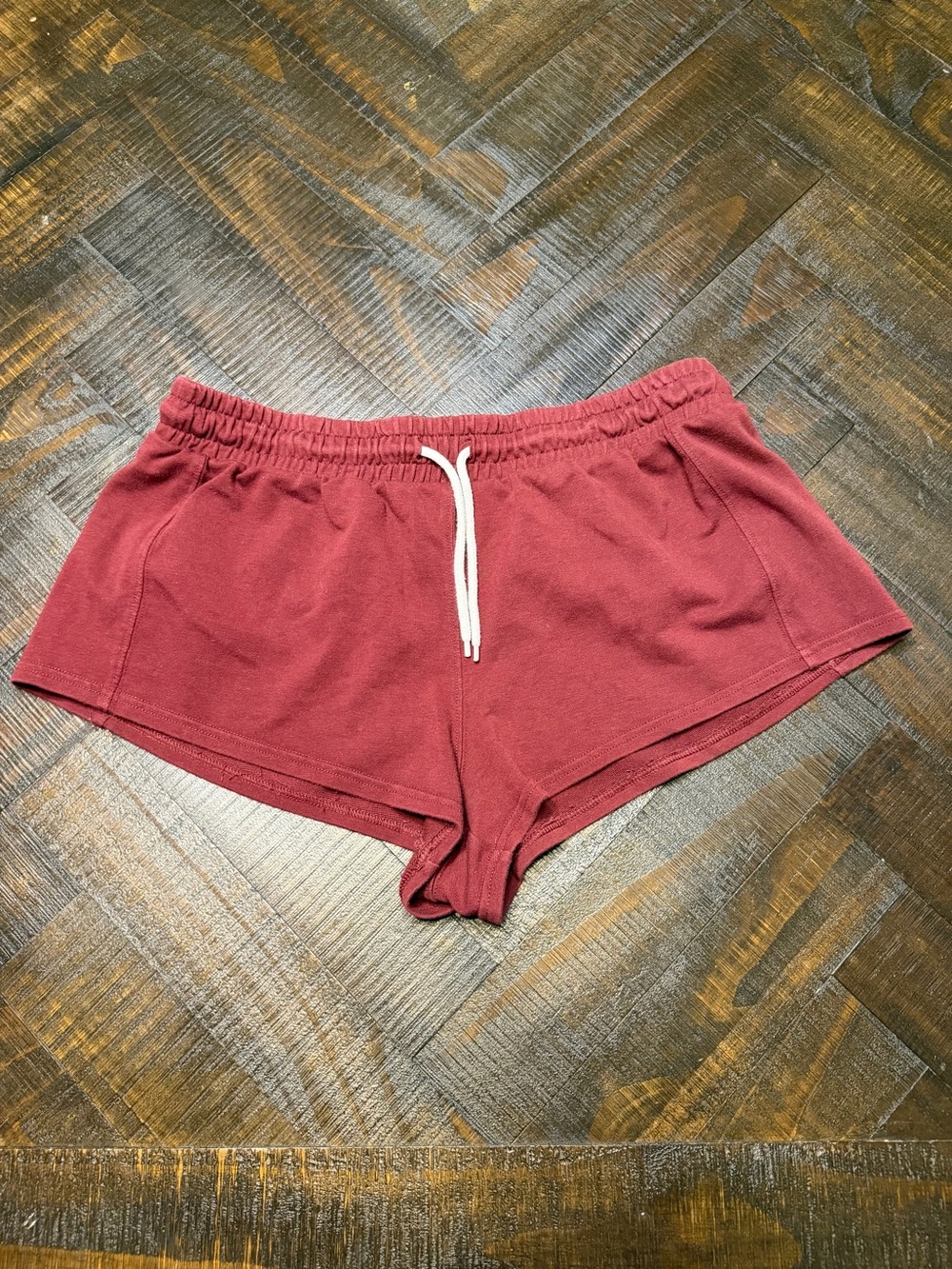 No Boundaries Maroon Athletic Lounge Shorts with White Drawstring